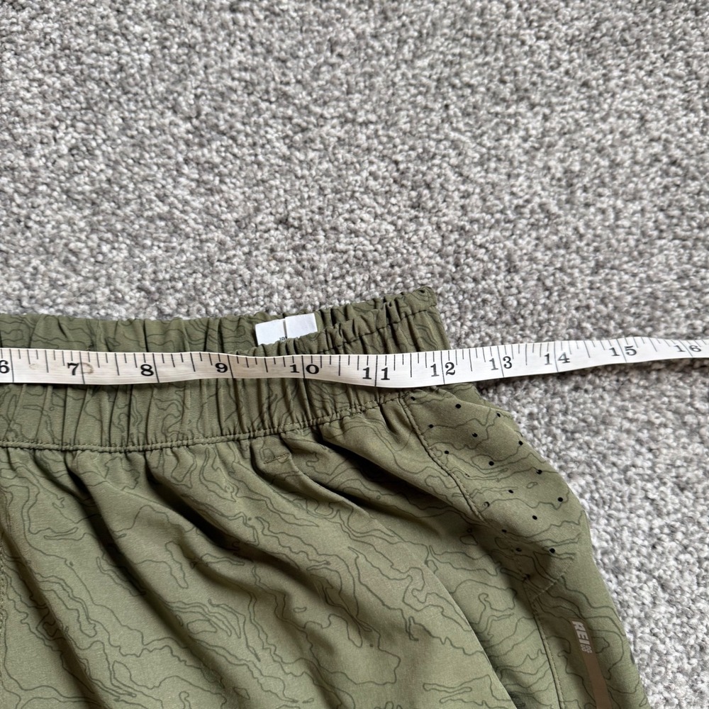 REI Co-op Swiftland Running Shorts Olive Green Topographic Map Print Mens Small - Picture 10 of 10
